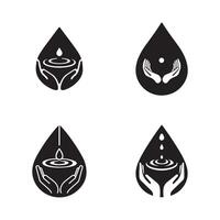 Water Drop Logos with Hands Icons set. vector