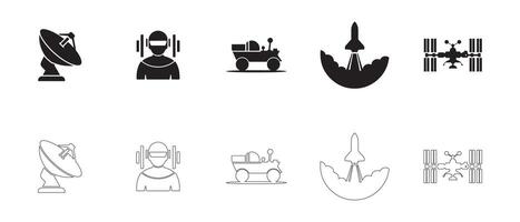 Modern Galaxy and Sci Fi Symbols for Apps and UI vector