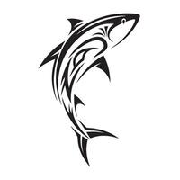 Ethnic Polynesian Tattoo of a Shark with Bold Artistic Line Work and Ocean Elements vector