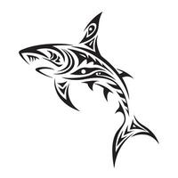 Traditional Maori Style Shark Tattoo with Authentic Polynesian Patterns and Flowing Lines vector