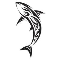 Black Tribal Polynesian Shark Tattoo with Symmetrical Design and Sharp Linework vector