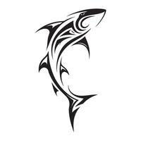 Traditional Tattoo Art Featuring a Polynesian Shark Design with Warrior Patterns and Symbols vector
