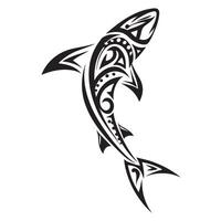Tattoo of a Shark in Polynesian Tribal Style with Intricate Linework and Ocean Motifs vector