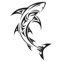 Samoan Style Tribal Shark Tattoo with Unique Polynesian Symbolism and Ocean Elements vector