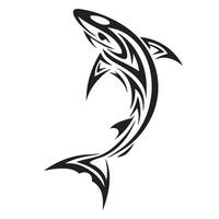 Dynamic Polynesian Shark Tattoo with Symmetrical Tribal Patterns and Geometric Details vector