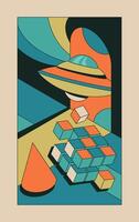 An Abstract Psychedelic Cosmic Journey A Deep and Creative Exploration of Geometric Space Art Concepts vector