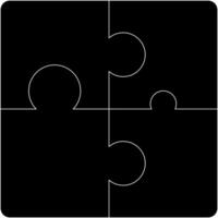 Puzzle pieces square. Puzzle game template with right angles, rounded. vector