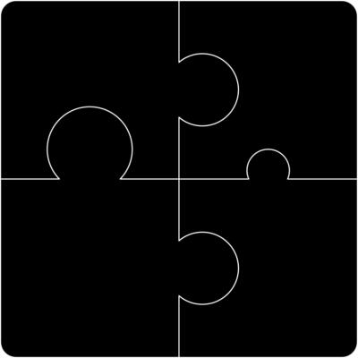 Puzzle pieces square. Puzzle game template with right angles, rounded.