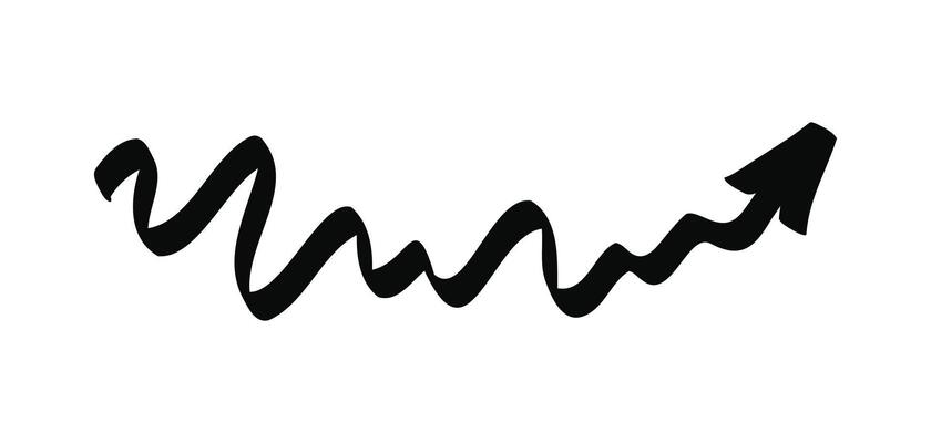 wavy doodle arrow isolated on a white