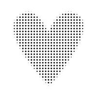 abstract halftone heart shape. Isolated pop art dotted overlay texture vector