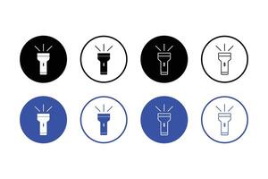 torch, light or flashlight icon set variations vector