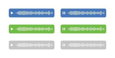 set of audio voice message waveform symbol. voice note playing and pause vector