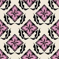 Retro Seamless Pattern Geometric Floral Print Design Floral And Leaf Pattern. vector