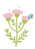 Cute flower with three inflorescences on a white background. graphics. vector