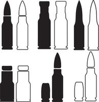 Bullet Flat And Outline Silhouette Icon Design vector