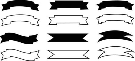 Banner Flat And Outline Icon Bundle On White Background vector