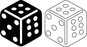 Dice Flat And Outline Silhouette Icon Design vector