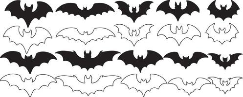 Bat icon bundle on white background vector
