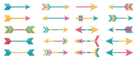 Collection of fancy colored arrows with different designs on a white background vector