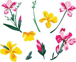 Set of different flowers isolated on a white background. illustration. vector