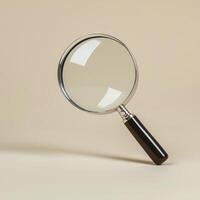 Magnifying glass on beige background, minimalistic design, perfect for enhancing details and clarity photo
