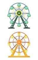 Ferris wheel attraction icons with cabins. Amusement park concept. Leisure and recreation. vector