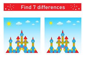 Find 7 differences. Logic puzzle game for children. vector