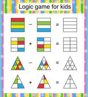 Logic game for kids. Find and color the missing parts. Children activity page. Worksheet. vector