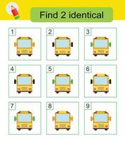 Fun puzzle game. Need to find two identical buses. Answer is 3,7. vector