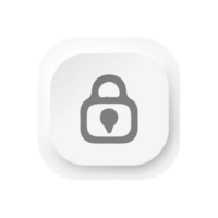 A white square button with a lock icon flat png