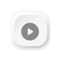 A white button with a play button on it illustration png