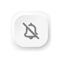No bell icon white square button on flat shape flat png