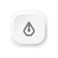 A white square button with a drop of ink png