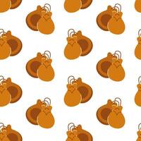 Pattern of smiling brown acorns on a white background creating a cheerful design vector
