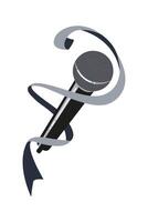 Microphone wrapped in ribbon creates a dynamic visual for music events and performances vector