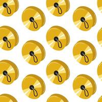 Bright yellow yo-yos arranged in a playful pattern against a white background vector