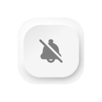 No bell icon white square button with shadow illustration png
