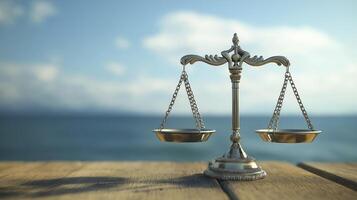a photograph of scales of justice symbolizing balance and fairness, set against serene background photo