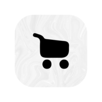 A black and white icon of a shopping cart png