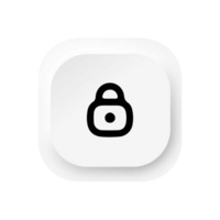 A white square button with a lock icon flat illustration flat png