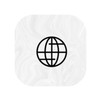A flat and white globe icon on a white shape flat png