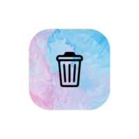 A trash can icon on a flat shape png