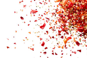 Red Orange Pepper Flakes Falling on Transparent Background png