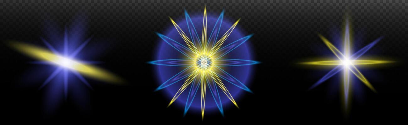 three different colored light rays on a black background