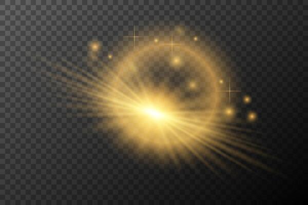 golden light rays, on background