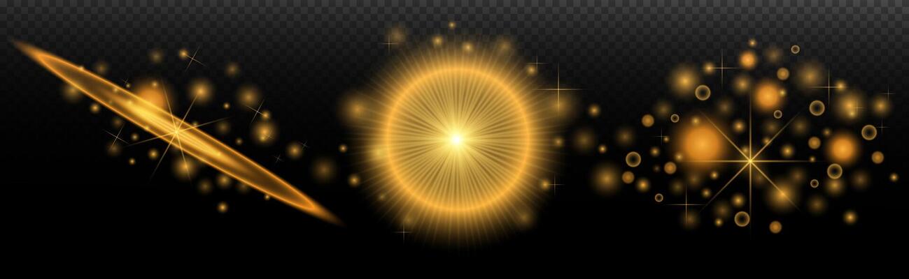 golden sparkles. on black background