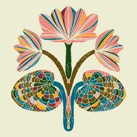 a colorful flower, with a leaf and a leaf vector