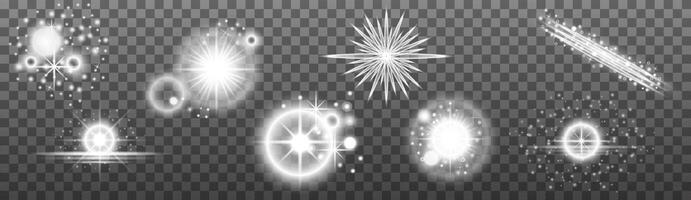 a set of white light .effects on background vector