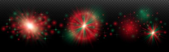 a set of red and green lights on a black background vector