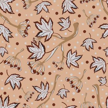 un modelo con hojas y bayas en un beige antecedentes vector